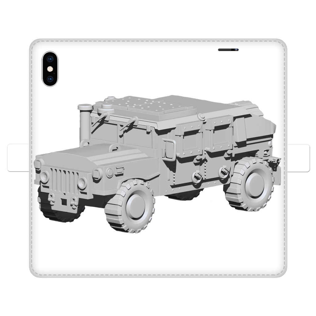 Hummer Vehicle Fully Printed Wallet Case showcasing vibrant design and magnetic closure, made from faux leather for iPhone and Samsung models.