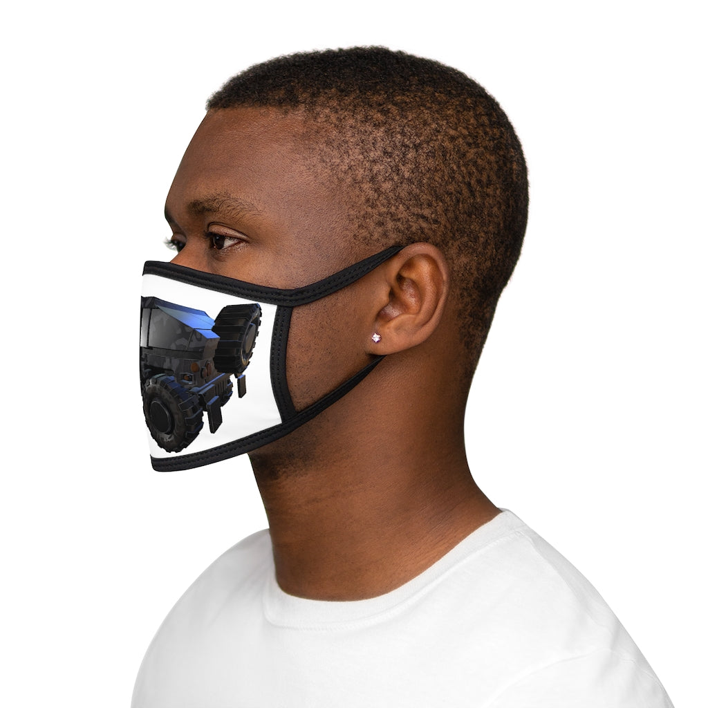 Hummer Vehicle Mixed-Fabric Face Mask featuring a black outer edge and earloops, made from polyester and cotton.