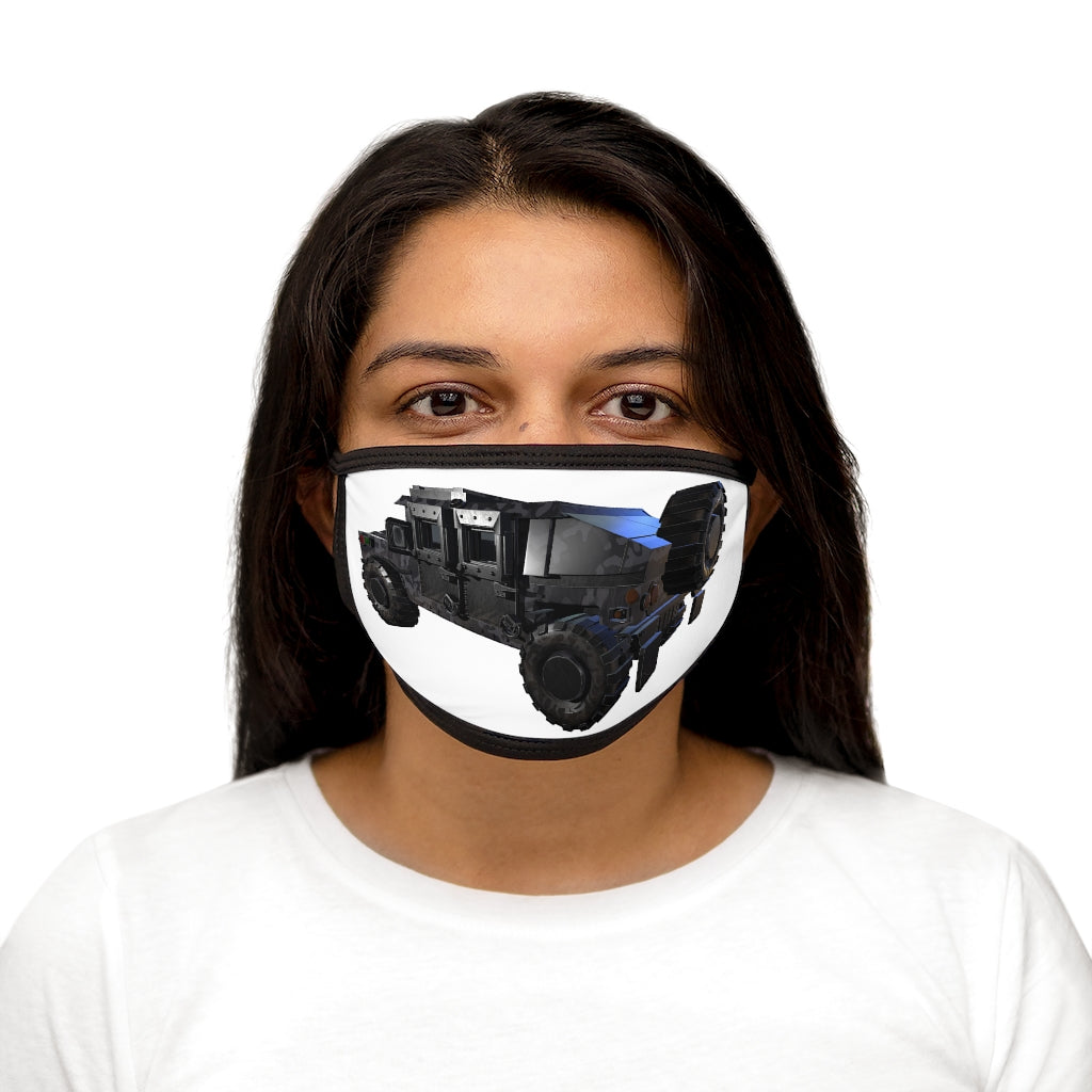 Hummer Vehicle Mixed-Fabric Face Mask featuring a black outer edge and earloops, made from polyester and cotton.