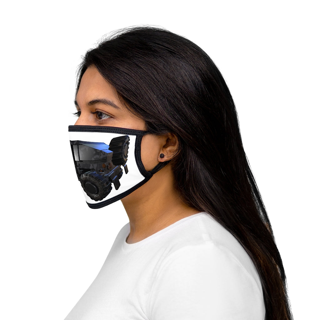 Hummer Vehicle Mixed-Fabric Face Mask featuring a black outer edge and earloops, made from polyester and cotton.