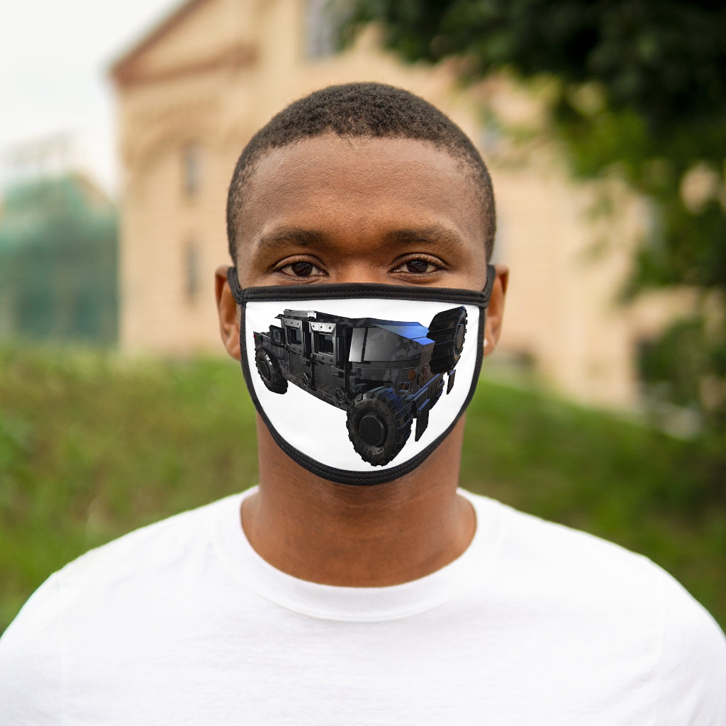Hummer Vehicle Mixed-Fabric Face Mask featuring a black outer edge and earloops, made from polyester and cotton.