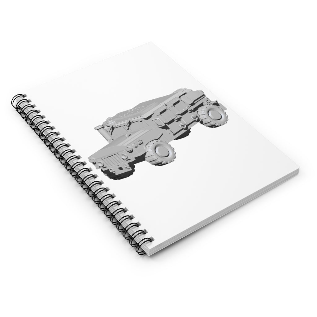 Hummer Vehicle Spiral Notebook with ruled line pages and durable cover, featuring a stylish Hummer design.