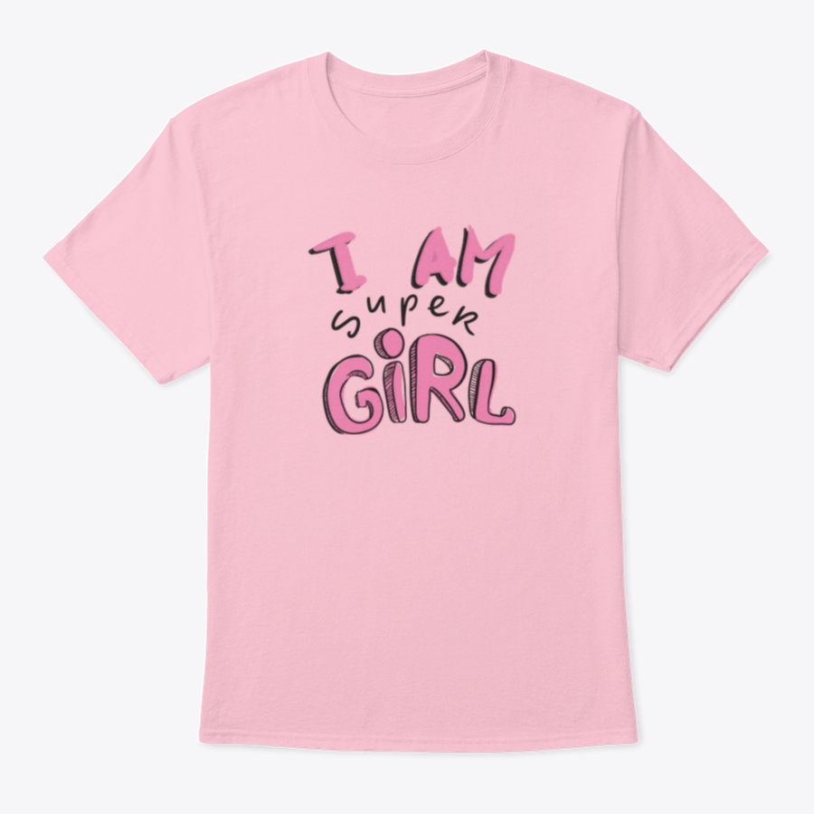 A motivational fitness shirt featuring the quote 'I Am A Super Girl', made from soft cotton fabric, showcasing a classic fit and stylish design.