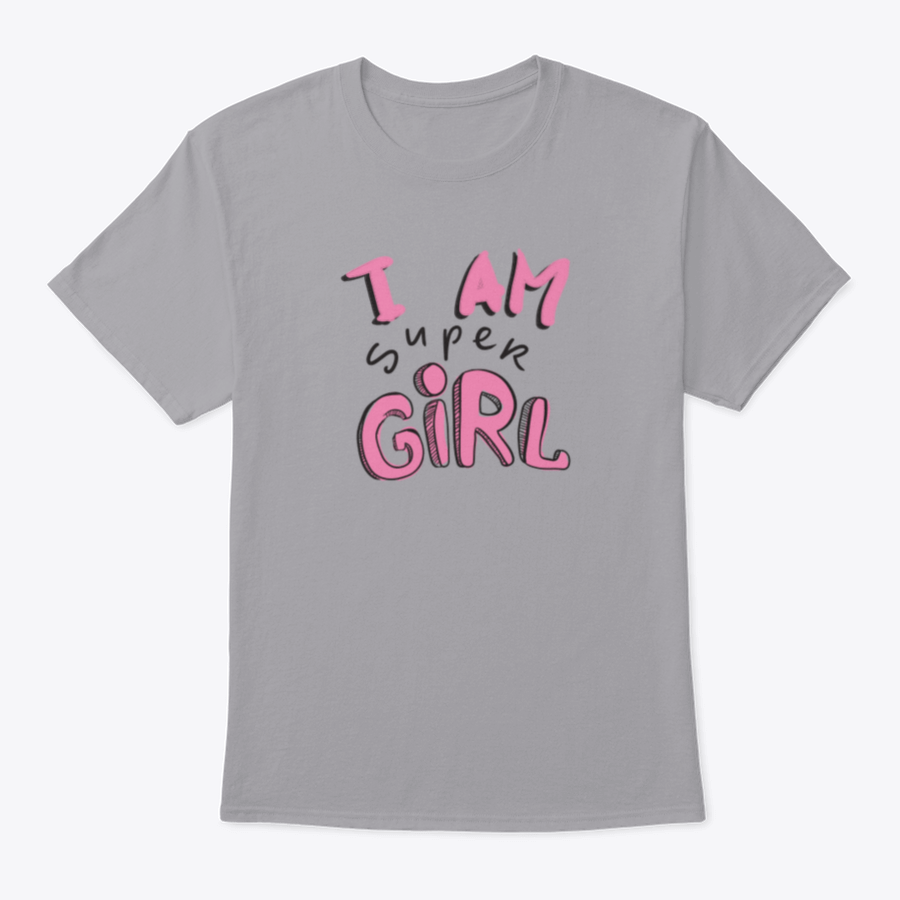 A motivational fitness shirt featuring the quote 'I Am A Super Girl', made from soft cotton fabric, showcasing a classic fit and stylish design.