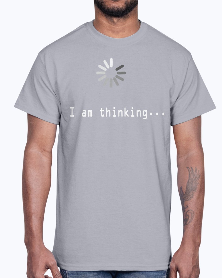 I am Thinking Concept Art Cotton Tee in various colors, showcasing its unisex design and soft fabric.
