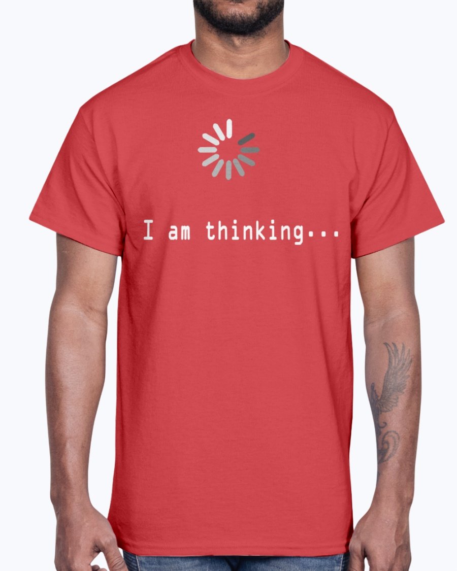 I am Thinking Concept Art Cotton Tee in various colors, showcasing its unisex design and soft fabric.