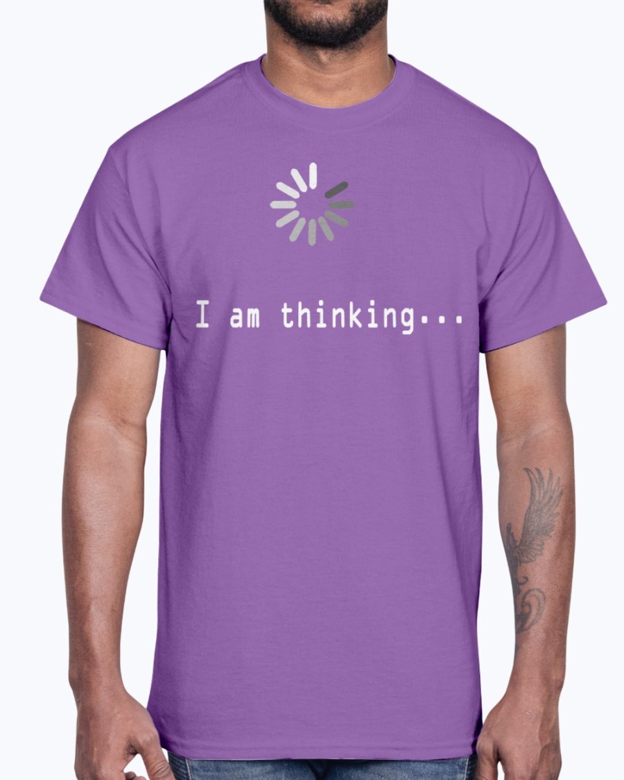 I am Thinking Concept Art Cotton Tee in various colors, showcasing its unisex design and soft fabric.