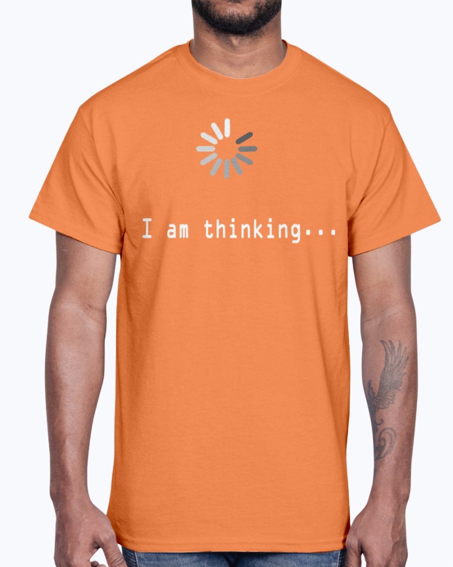 I am Thinking Concept Art Cotton Tee in various colors, showcasing its unisex design and soft fabric.