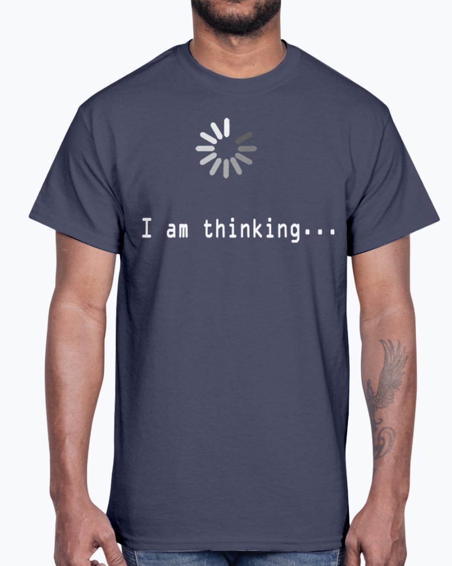 I am Thinking Concept Art Cotton Tee in various colors, showcasing its unisex design and soft fabric.