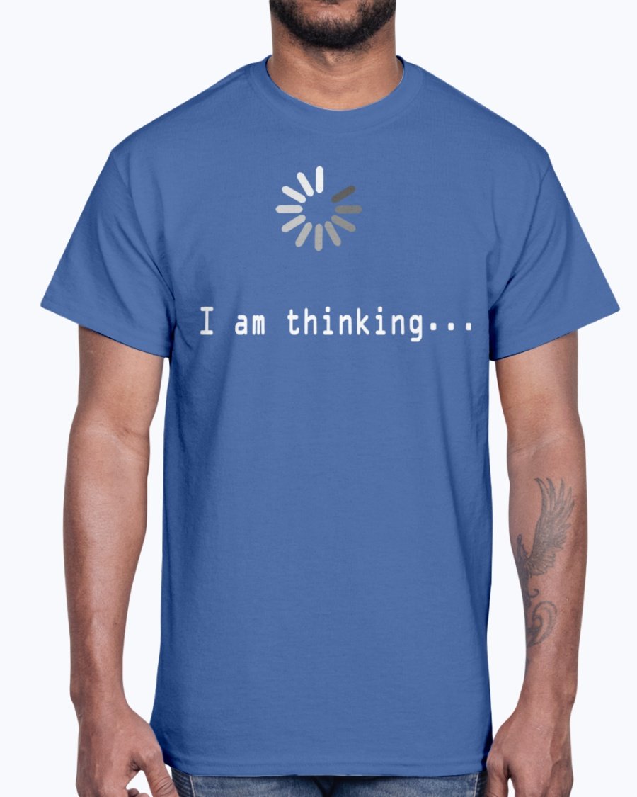 I am Thinking Concept Art Cotton Tee in various colors, showcasing its unisex design and soft fabric.
