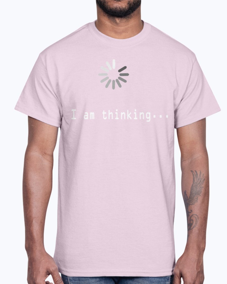 I am Thinking Concept Art Cotton Tee in various colors, showcasing its unisex design and soft fabric.
