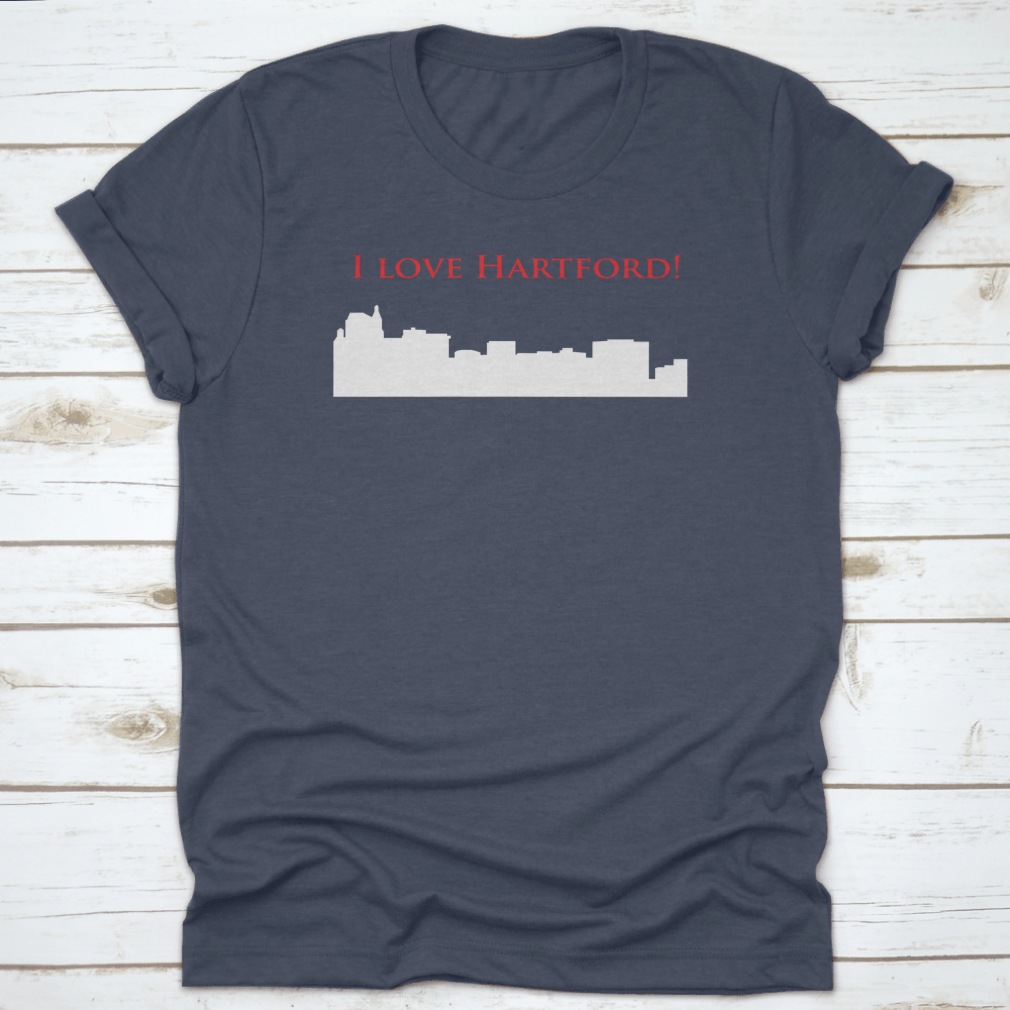 A stylish 'I Love Hartford' t-shirt showcasing the love for Hartford, Connecticut, made from high-quality cotton.