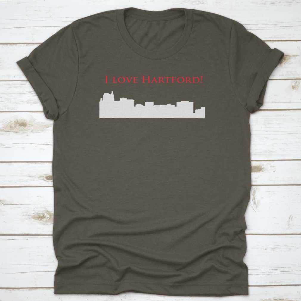 A stylish 'I Love Hartford' t-shirt showcasing the love for Hartford, Connecticut, made from high-quality cotton.