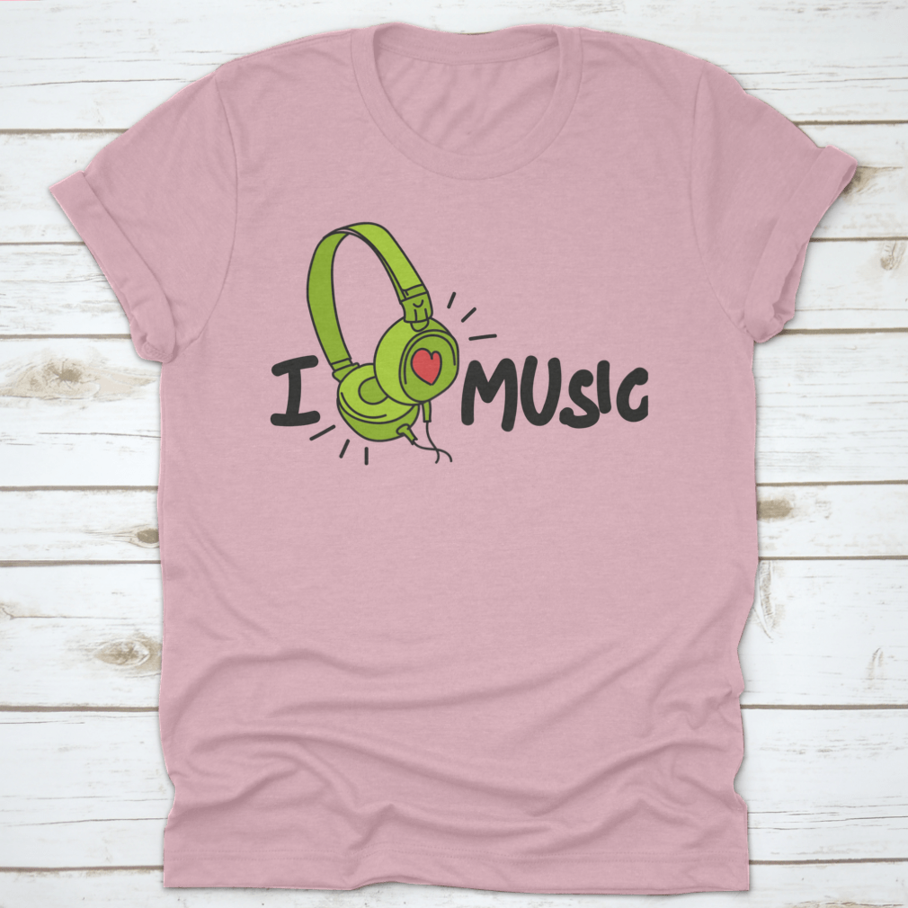 Stylish green earbuds featuring heart designs and vector calligraphy, perfect for music lovers.