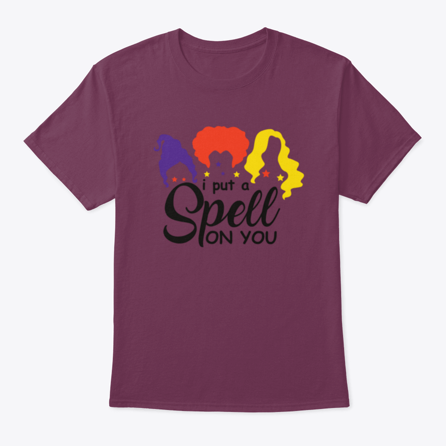 I Put A Spell On You Sanderson Sister shirt featuring a classic fit and Halloween-themed design, perfect for fans of Hocus Pocus.