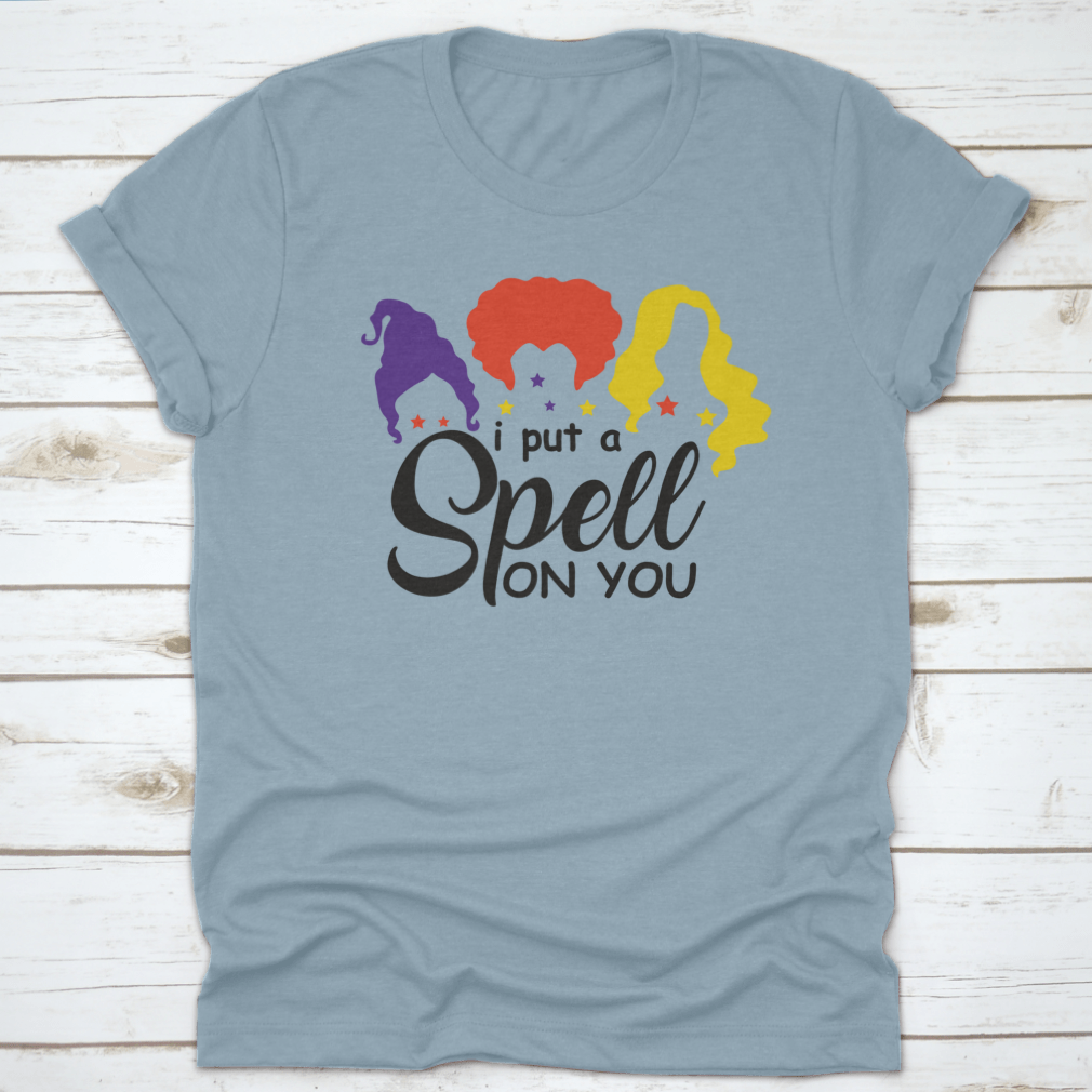 I Put A Spell On You Sanderson Sister shirt featuring a classic fit and Halloween-themed design, perfect for fans of Hocus Pocus.