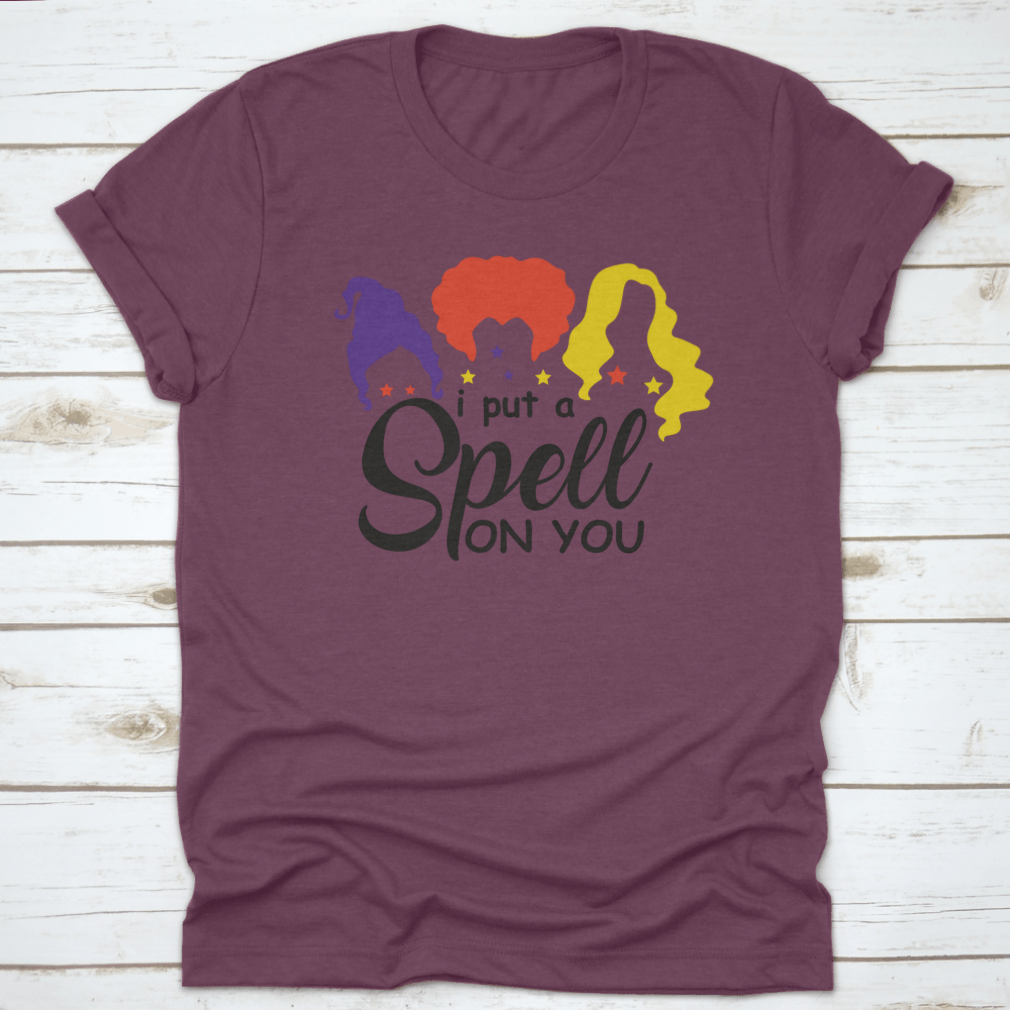 I Put A Spell On You Sanderson Sister shirt featuring a classic fit and Halloween-themed design, perfect for fans of Hocus Pocus.