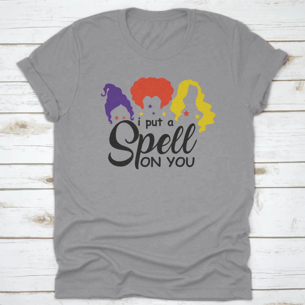 I Put A Spell On You Sanderson Sister shirt featuring a classic fit and Halloween-themed design, perfect for fans of Hocus Pocus.
