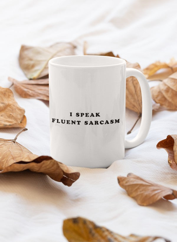 I Speak Fluent Mug featuring a glossy Orca coating and sturdy handle, perfect for coffee and tea lovers.