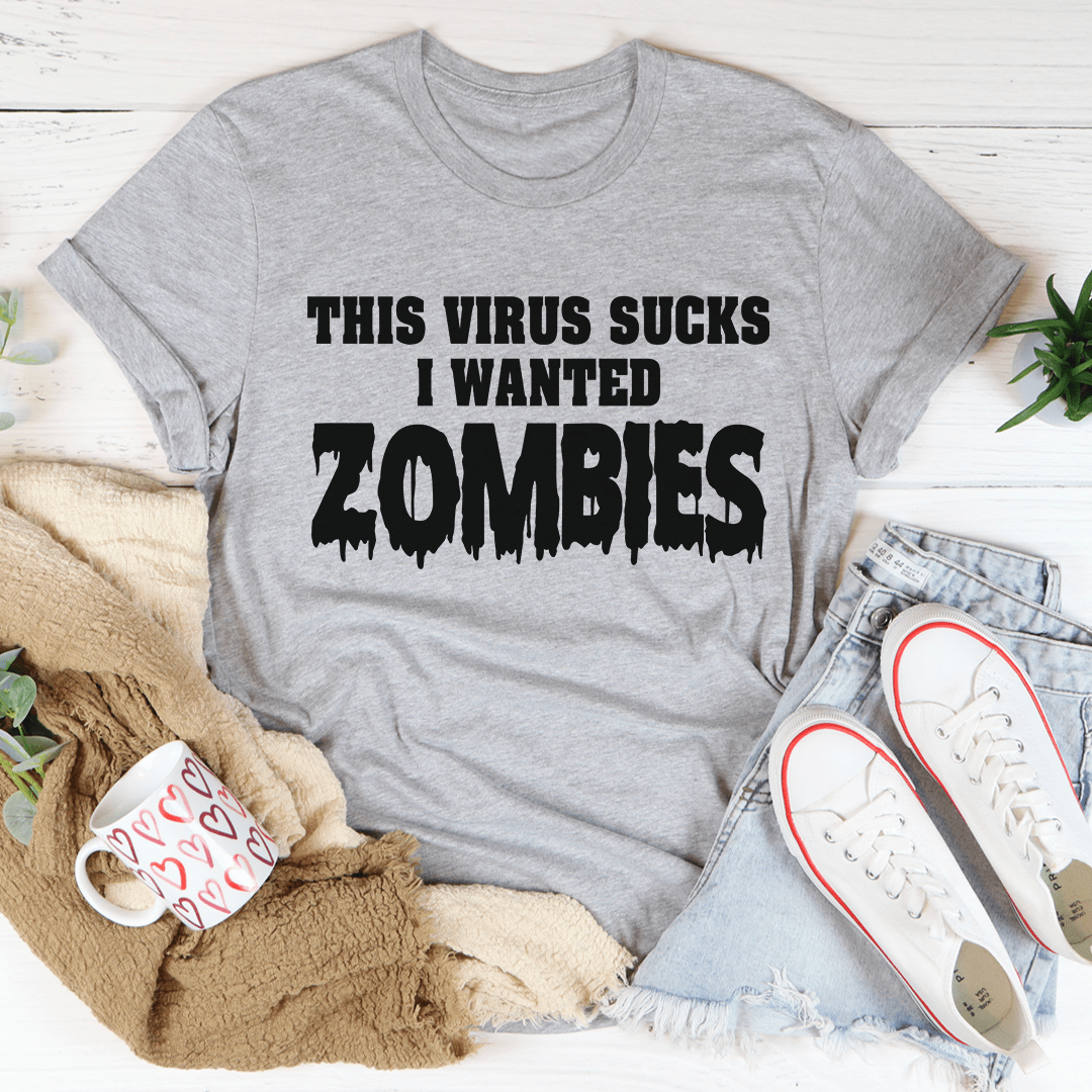 I Wanted Zombies Tee featuring a spooky Halloween design, made from 100% soft cotton, perfect for Halloween celebrations.