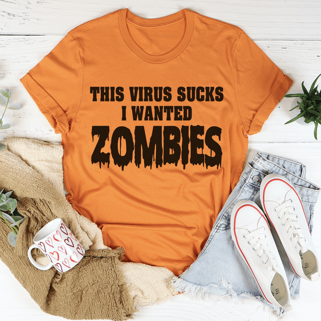 I Wanted Zombies Tee featuring a spooky Halloween design, made from 100% soft cotton, perfect for Halloween celebrations.