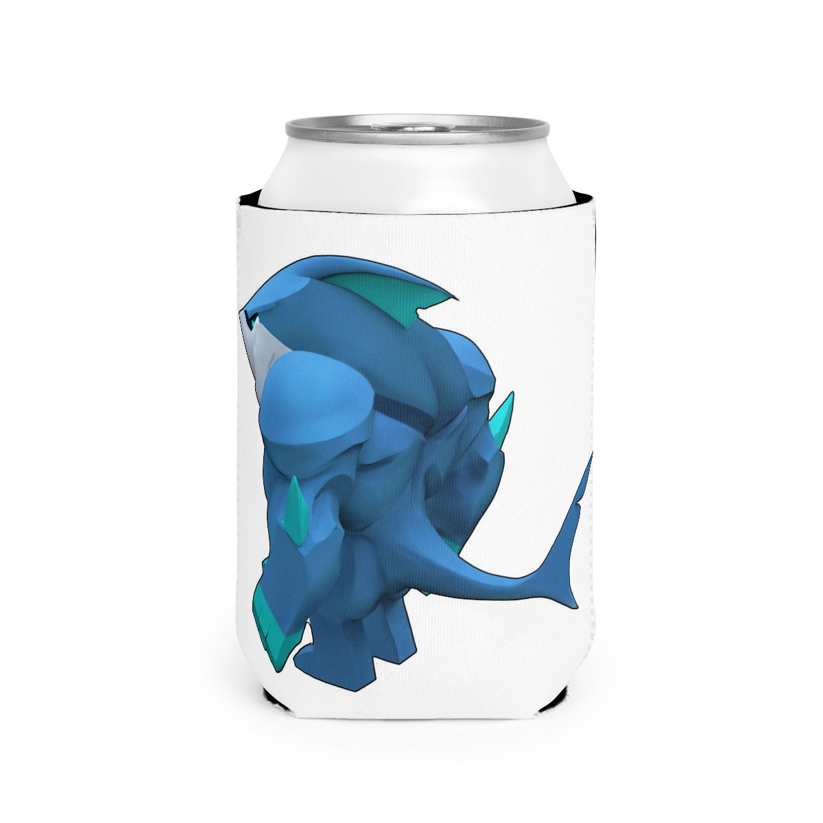 Ice Shark Can Cooler Sleeve made of durable neoprene, designed to fit standard 12 oz cans, featuring a non-slip surface and collapsible design.