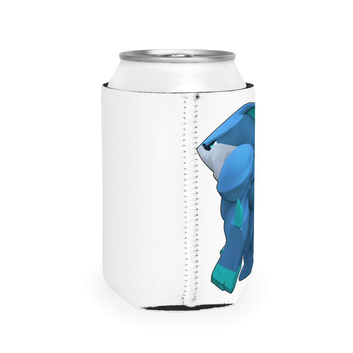 Ice Shark Can Cooler Sleeve made of durable neoprene, designed to fit standard 12 oz cans, featuring a non-slip surface and collapsible design.