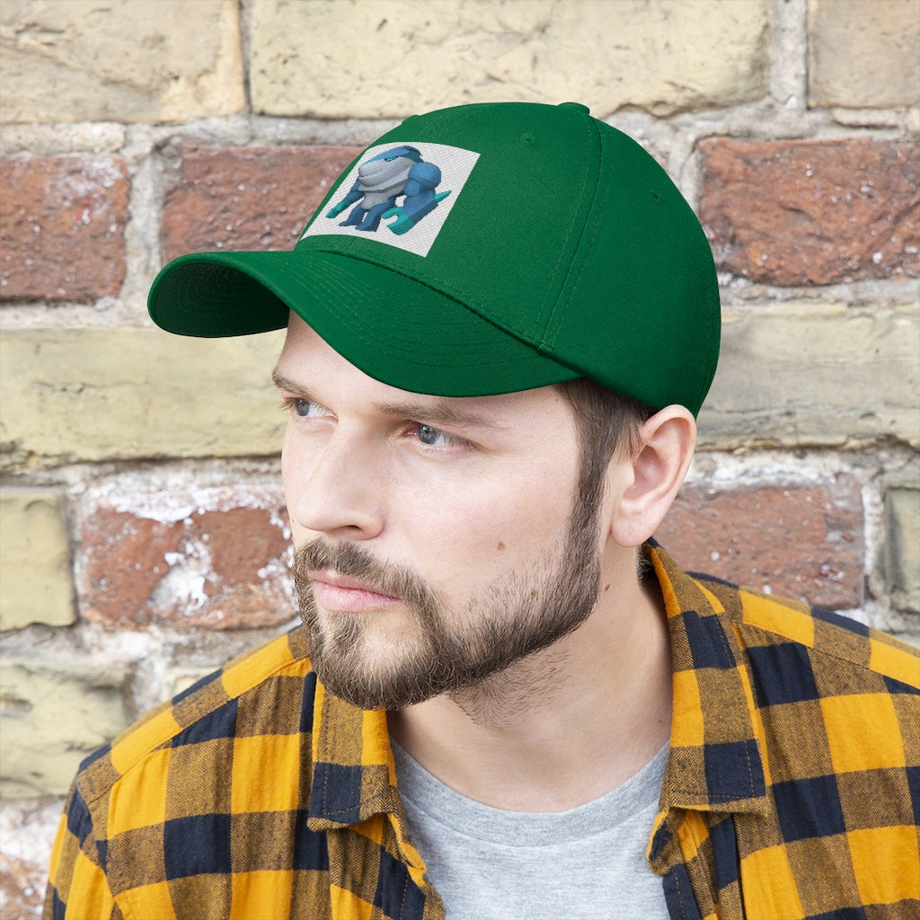 Ice Shark Unisex Twill Hat in cotton twill, featuring a classic 6-panel design and adjustable Velcro closure, perfect for outdoor activities.