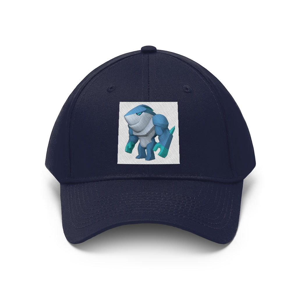 Ice Shark Unisex Twill Hat in cotton twill, featuring a classic 6-panel design and adjustable Velcro closure, perfect for outdoor activities.