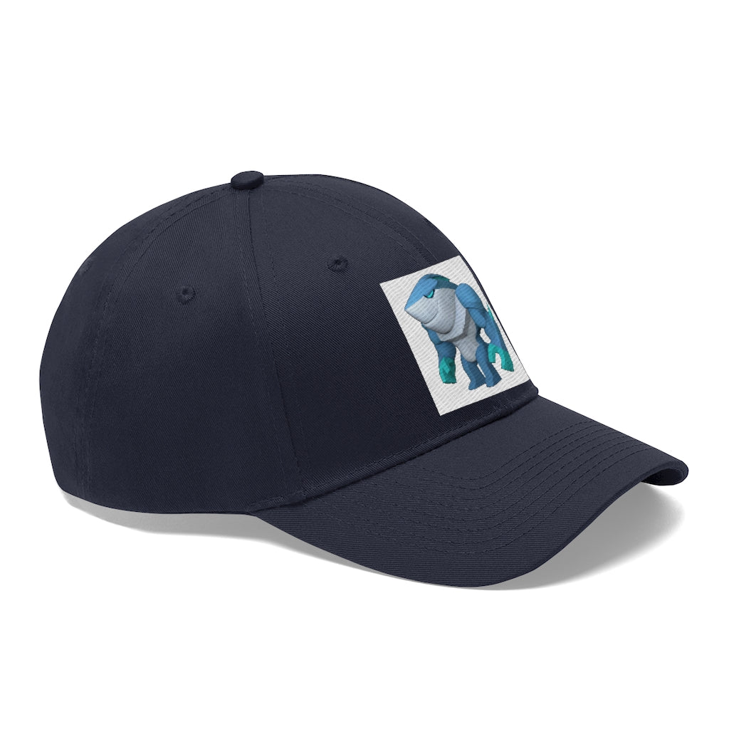 Ice Shark Unisex Twill Hat in cotton twill, featuring a classic 6-panel design and adjustable Velcro closure, perfect for outdoor activities.