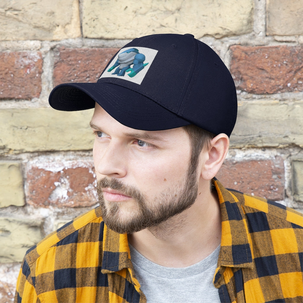Ice Shark Unisex Twill Hat in cotton twill, featuring a classic 6-panel design and adjustable Velcro closure, perfect for outdoor activities.