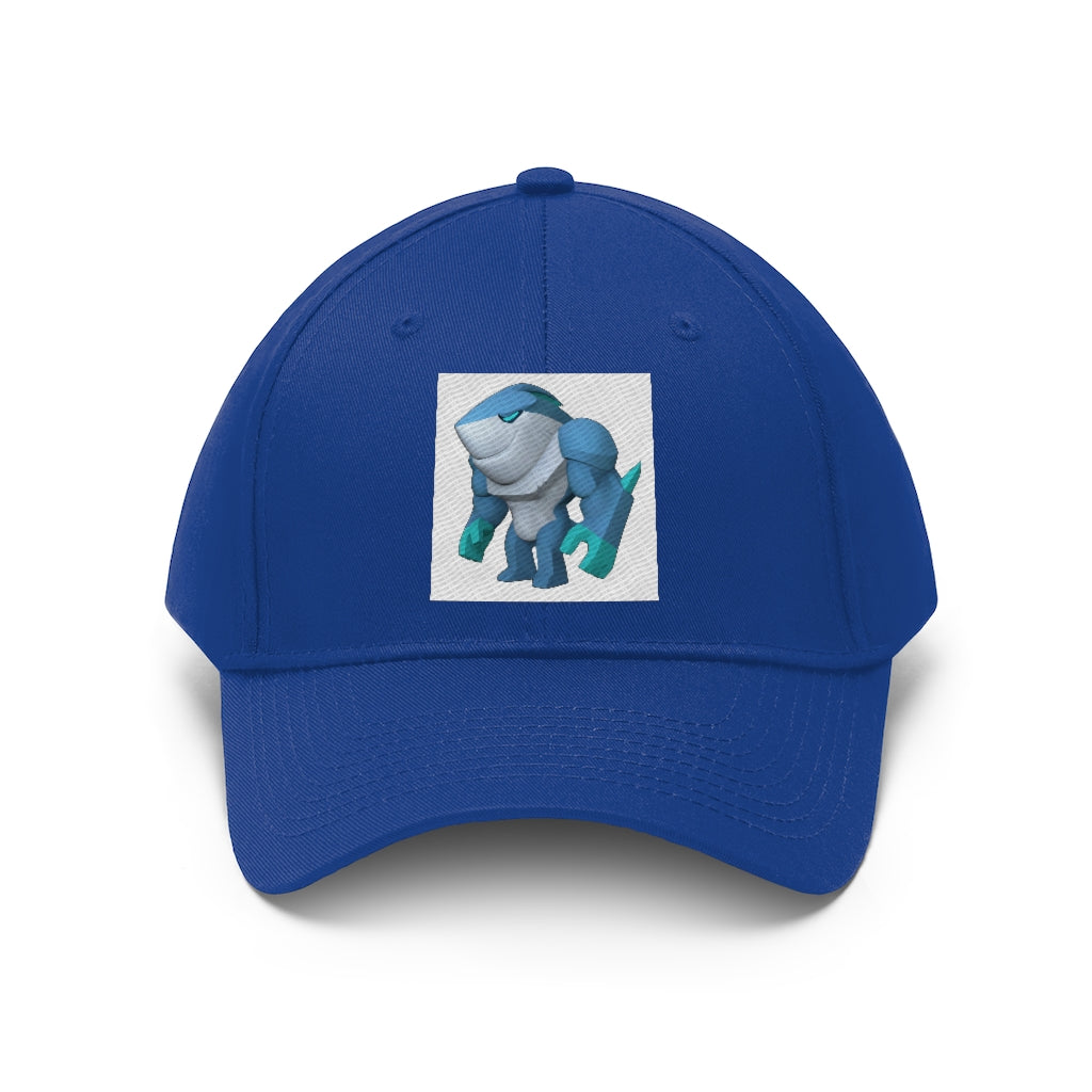 Ice Shark Unisex Twill Hat in cotton twill, featuring a classic 6-panel design and adjustable Velcro closure, perfect for outdoor activities.