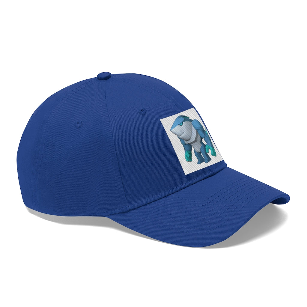 Ice Shark Unisex Twill Hat in cotton twill, featuring a classic 6-panel design and adjustable Velcro closure, perfect for outdoor activities.