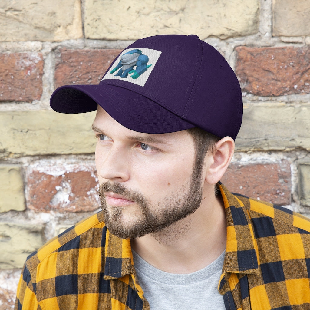 Ice Shark Unisex Twill Hat in cotton twill, featuring a classic 6-panel design and adjustable Velcro closure, perfect for outdoor activities.