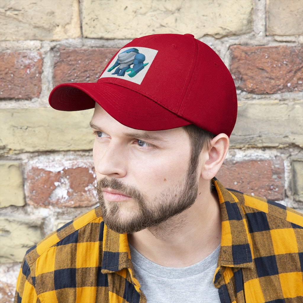 Ice Shark Unisex Twill Hat in cotton twill, featuring a classic 6-panel design and adjustable Velcro closure, perfect for outdoor activities.