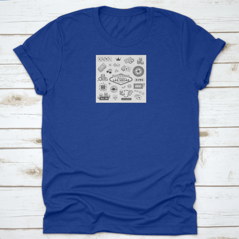 A vibrant collection of gambling-themed icons representing Las Vegas, including casino symbols and money icons, perfect for various creative projects.