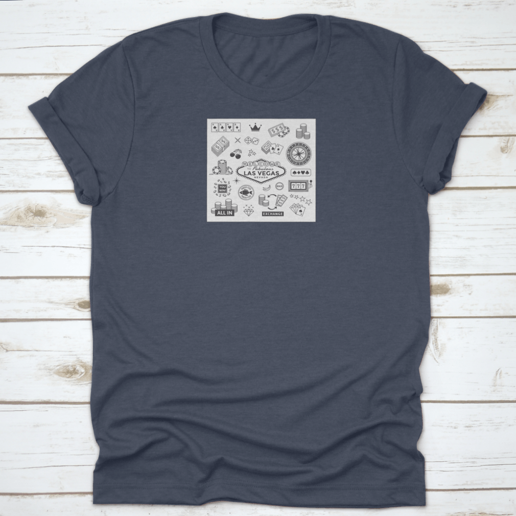 A vibrant collection of gambling-themed icons representing Las Vegas, including casino symbols and money icons, perfect for various creative projects.