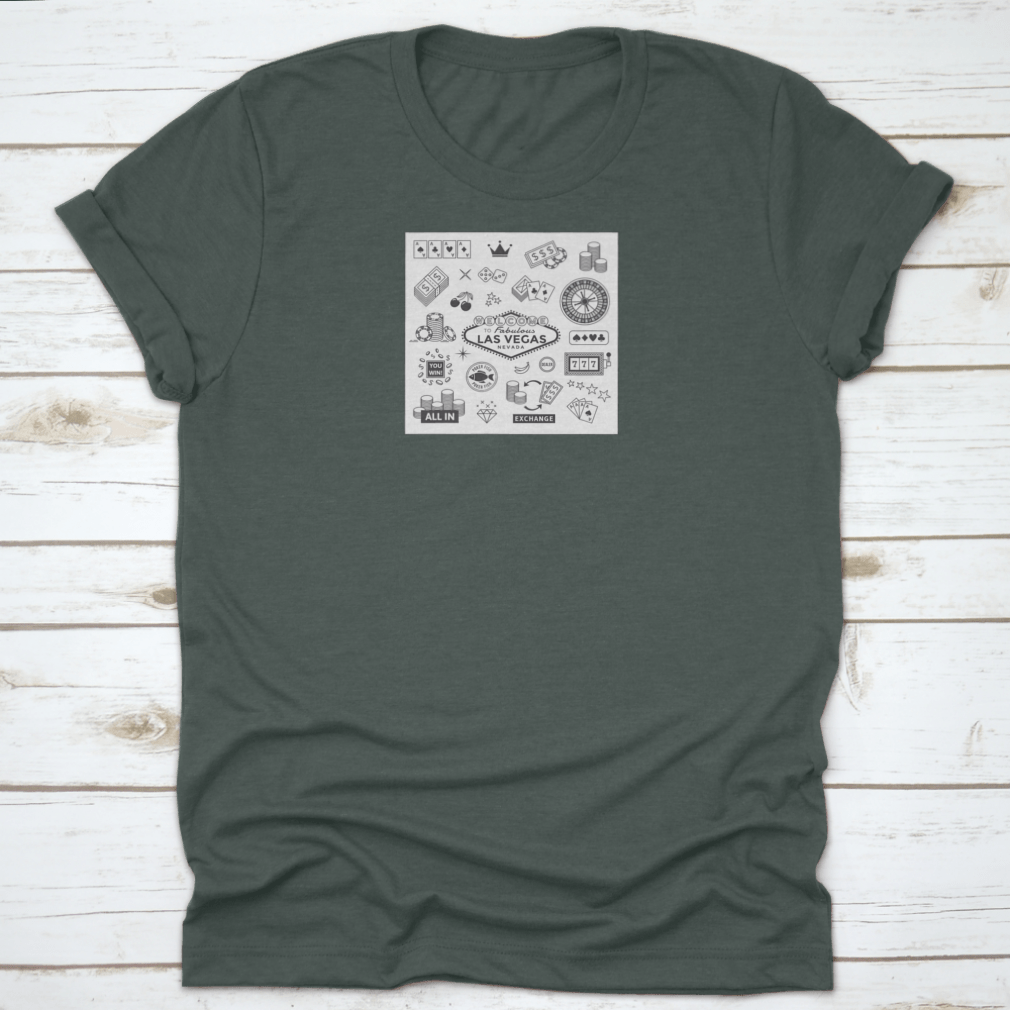 A vibrant collection of gambling-themed icons representing Las Vegas, including casino symbols and money icons, perfect for various creative projects.