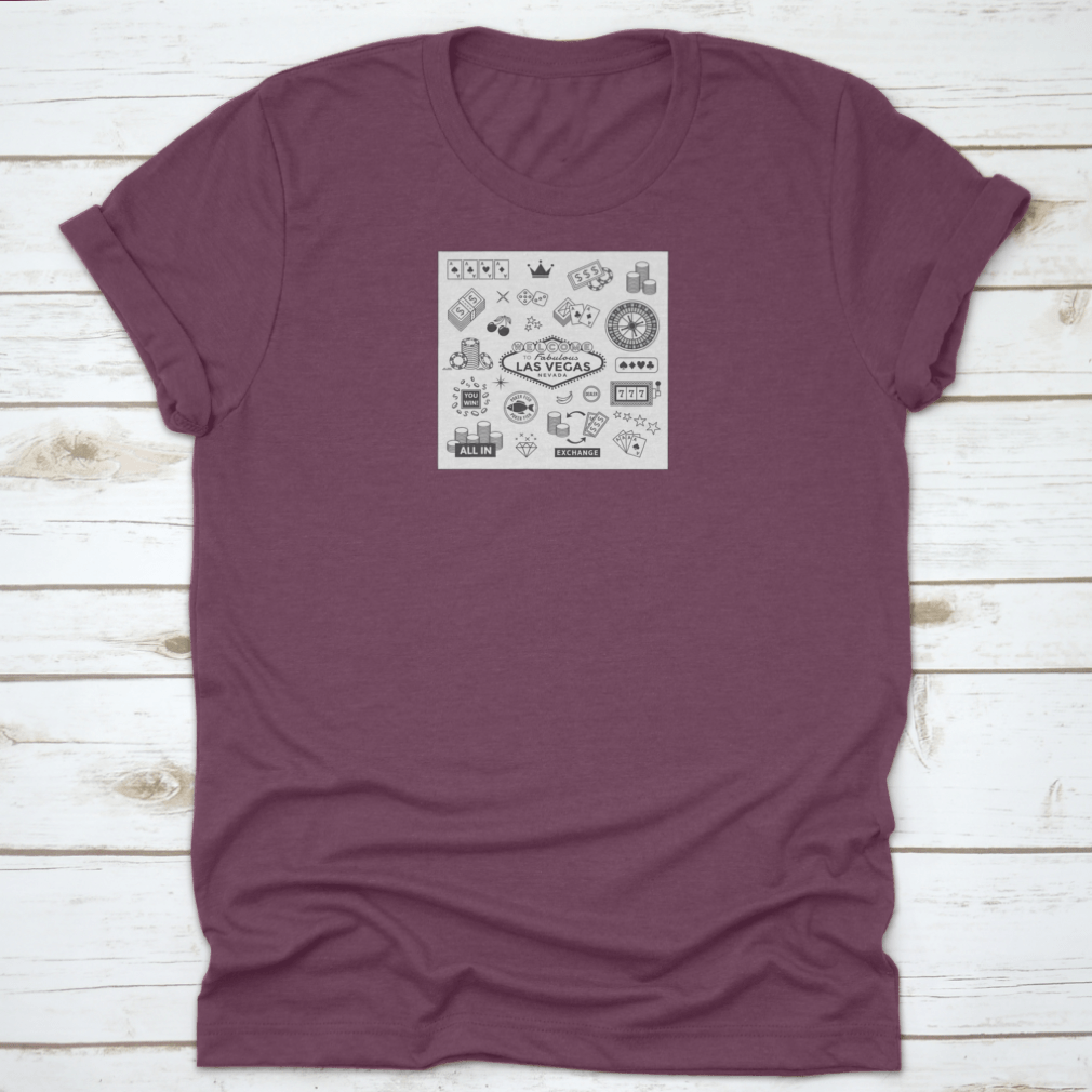 A vibrant collection of gambling-themed icons representing Las Vegas, including casino symbols and money icons, perfect for various creative projects.