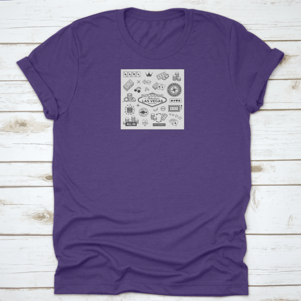 A vibrant collection of gambling-themed icons representing Las Vegas, including casino symbols and money icons, perfect for various creative projects.