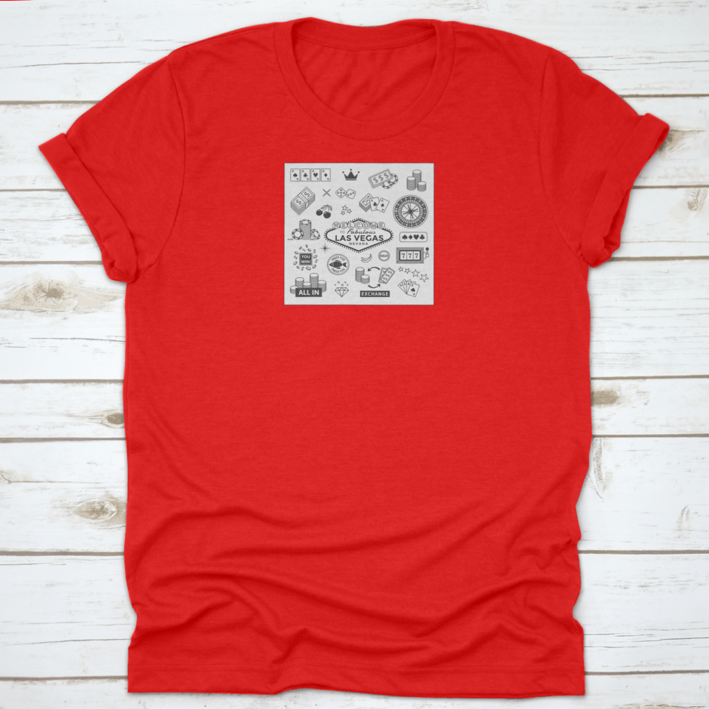 A vibrant collection of gambling-themed icons representing Las Vegas, including casino symbols and money icons, perfect for various creative projects.