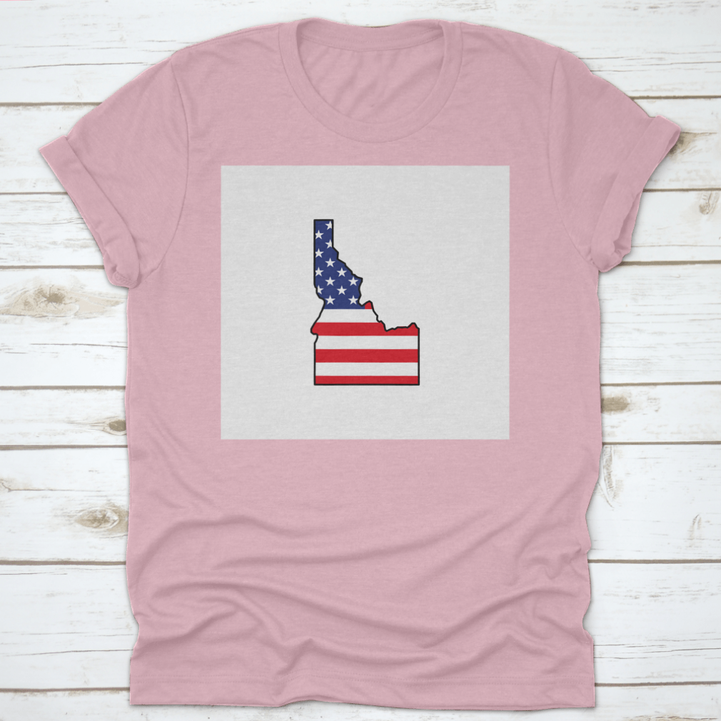 Idaho Map Icon shirt design featuring a unique travel destination graphic on a comfortable cotton fabric.
