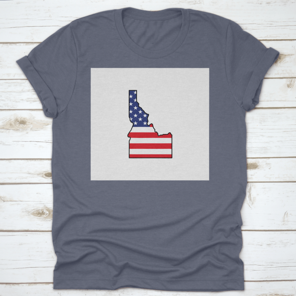 Idaho Map Icon shirt design featuring a unique travel destination graphic on a comfortable cotton fabric.