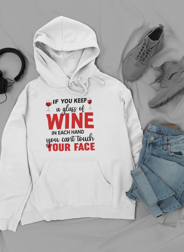 A cozy hoodie featuring a unique wine-themed design, made from a soft cotton/poly fleece blend, perfect for wine lovers.