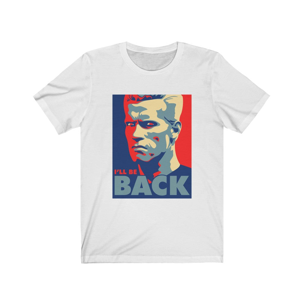 I'll be Back Popculture Graphic T-Shirt in soft cotton with vibrant vinyl print, showcasing a modern unisex design.