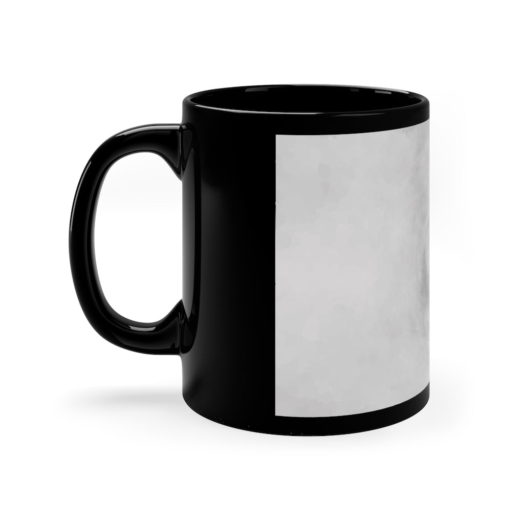 Illusion 11oz Black Mug showcasing a sleek black ceramic design, perfect for coffee, tea, or hot chocolate.