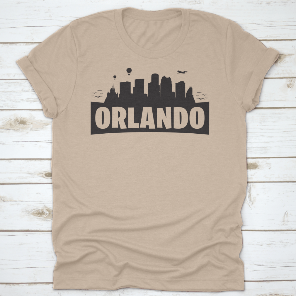 Silhouette banner featuring the Orlando, Florida skyline, showcasing iconic buildings in a stylish design.