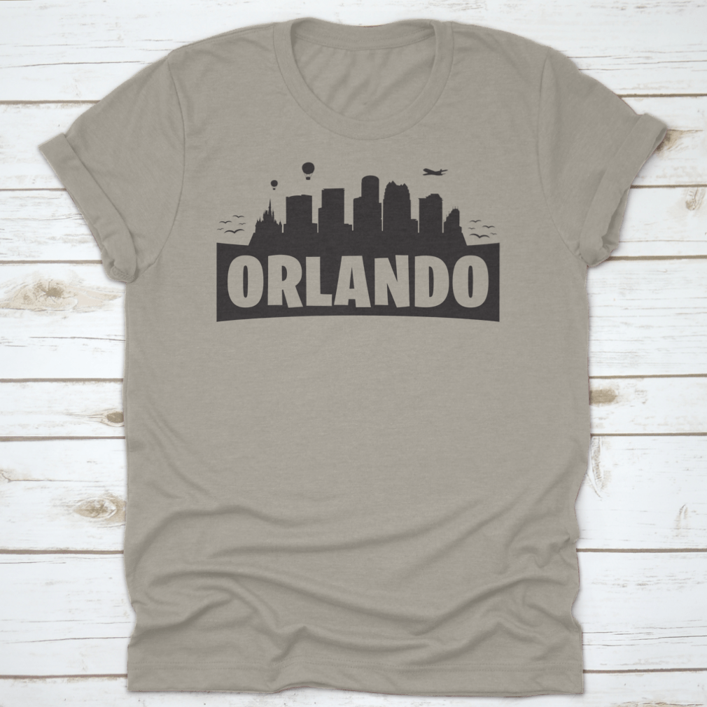 Silhouette banner featuring the Orlando, Florida skyline, showcasing iconic buildings in a stylish design.