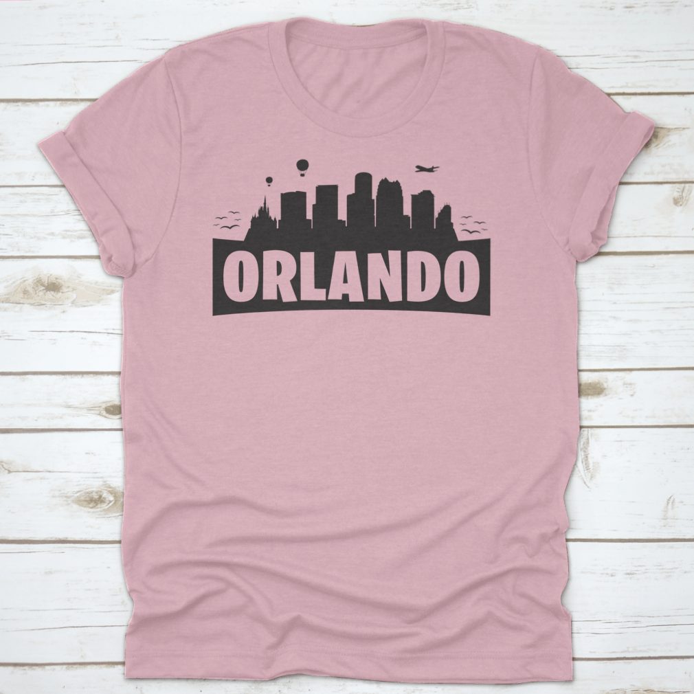 Silhouette banner featuring the Orlando, Florida skyline, showcasing iconic buildings in a stylish design.