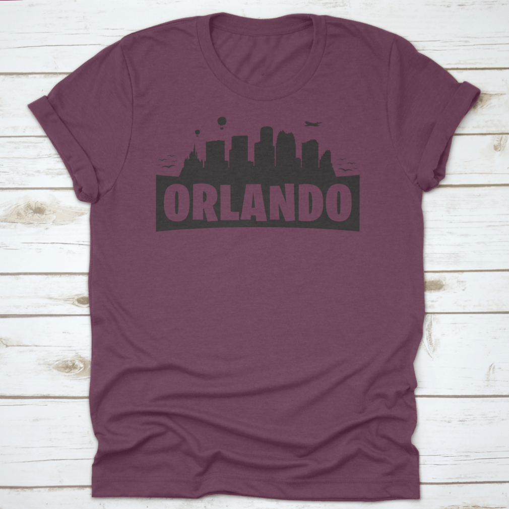 Silhouette banner featuring the Orlando, Florida skyline, showcasing iconic buildings in a stylish design.